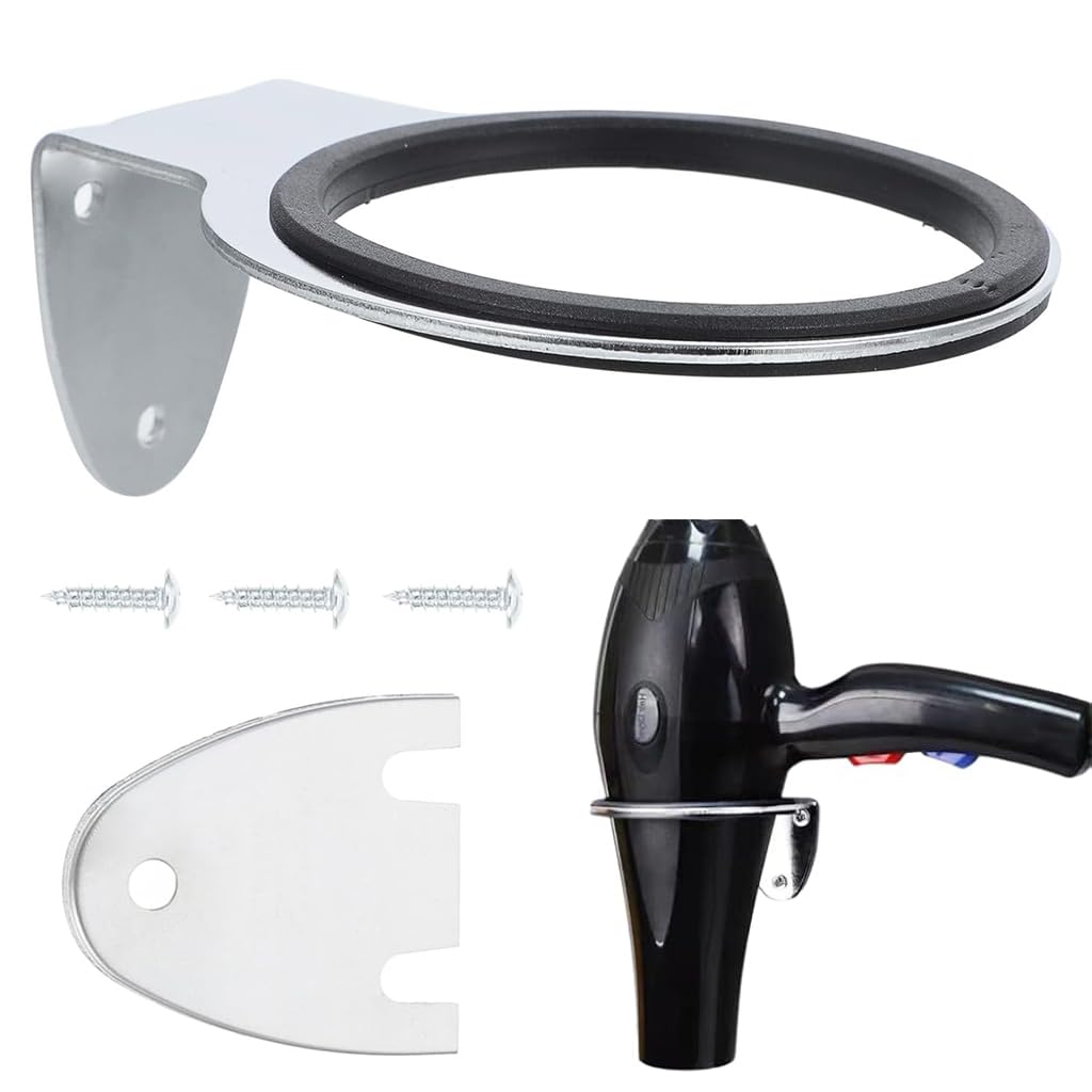 ZIBUYU Hair Dryer Holder Wall Mounted Hair Dry Rack Bathroom Organizer Universal Hair Dryer Rack Ring Holder Stainless Steel Hair Dryer Organizer Rack for Most Hair Dryer ZIBUYU Hair Dryer Holder Wall Mounted Hair Dry Rack Bathroom Organizer Universal Hair Dryer Rack Ring Holder Stainless Steel Hair Dryer Organizer Rack for Most Hair Dryer